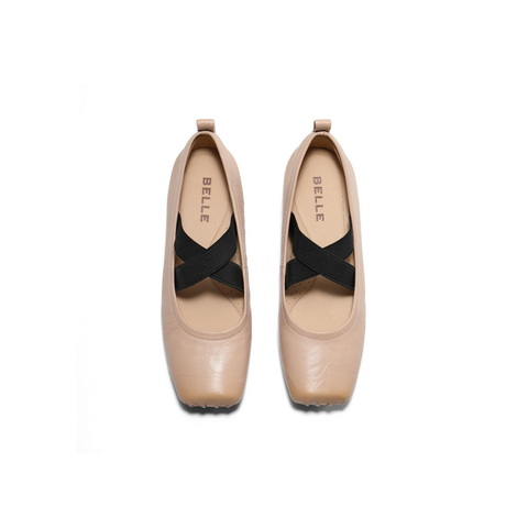 百丽气质淑女玛丽珍鞋女25春新真皮时尚芭蕾风单鞋B1R1DAQ5