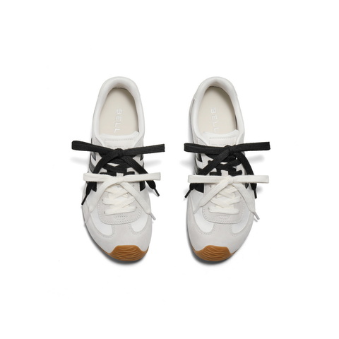 百丽跑道双鞋带休闲鞋2025夏新商场同款拼色翘头休闲鞋D7M1DBM5