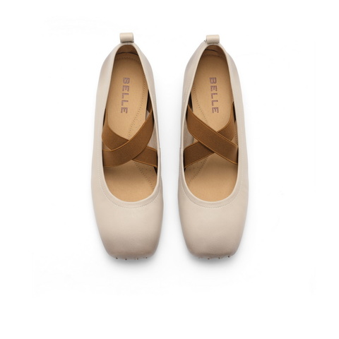 百丽气质淑女玛丽珍鞋女25春新真皮时尚芭蕾风单鞋B1R1DAQ5