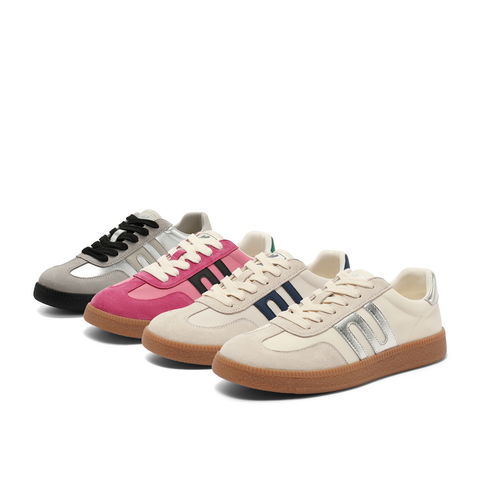 百丽跑道德训鞋女2025春新撞色复古运动跑鞋Z7J1DAM5