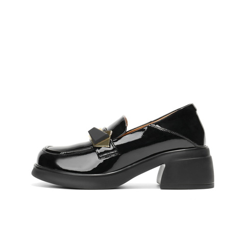 百丽舒适通勤乐福鞋女2025春新真皮质感百搭鞋B2494AM5