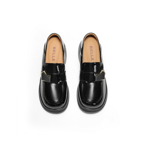 百丽舒适通勤乐福鞋女2025春新真皮质感百搭鞋B2494AM5