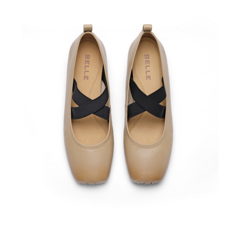 百丽气质淑女玛丽珍鞋女25春新真皮时尚芭蕾风单鞋B1R1DAQ5