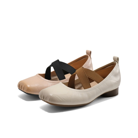 百丽气质淑女玛丽珍鞋女25春新真皮时尚芭蕾风单鞋B1R1DAQ5