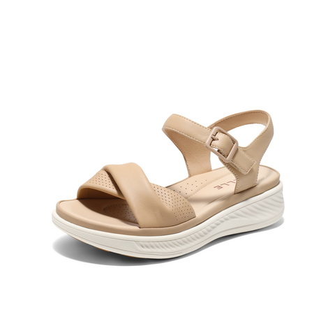 百丽宽条带休闲凉鞋女2025夏新商场同款真皮厚底凉鞋D6N2DBL5