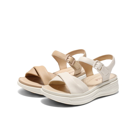 百丽宽条带休闲凉鞋女2025夏新商场同款真皮厚底凉鞋D6N2DBL5