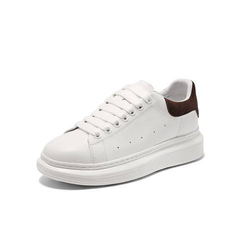 百丽时尚百搭小白鞋男2025夏季新款舒适厚底系带休闲板鞋A116BM5