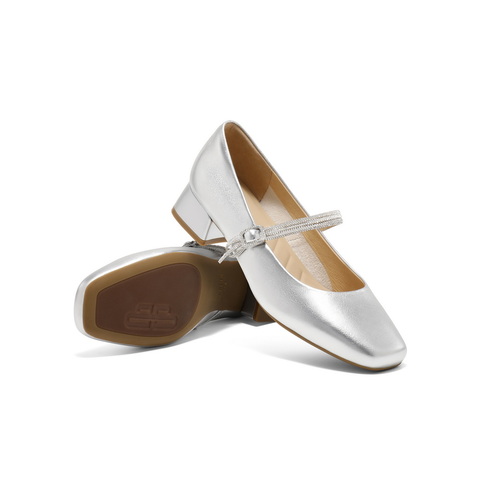 百丽水钻带玛丽珍鞋女2025春新商场同款真皮浅口单鞋D7R1DAQ5