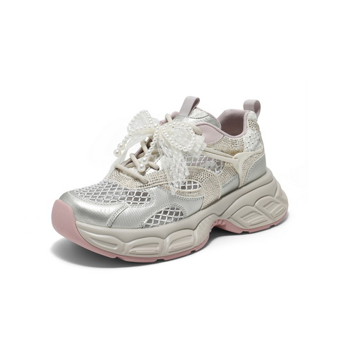 百丽透气大网孔老爹鞋女2025夏新轻盈厚底运动休闲鞋D7Y1DBM5