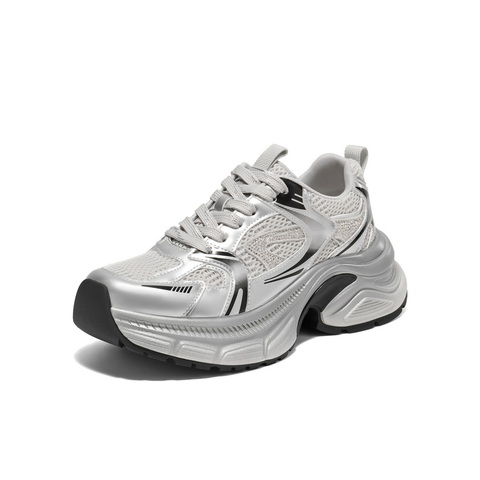 百丽拼接潮流老爹鞋女2025春新时尚厚底运动休闲鞋B2524AM5