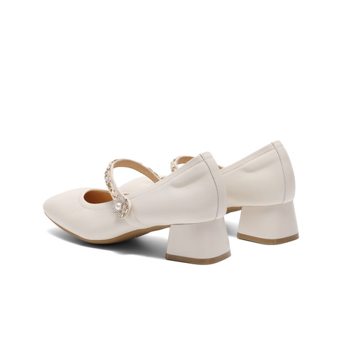 百丽扣带时装玛丽珍鞋女2025春新真皮时尚优雅鞋D4A1DAQ5