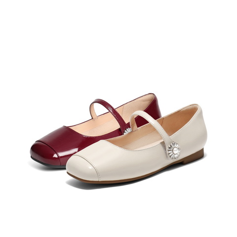 百丽气质玛丽珍鞋女2025春新商场同款真皮方头单鞋D7P1DAQ5
