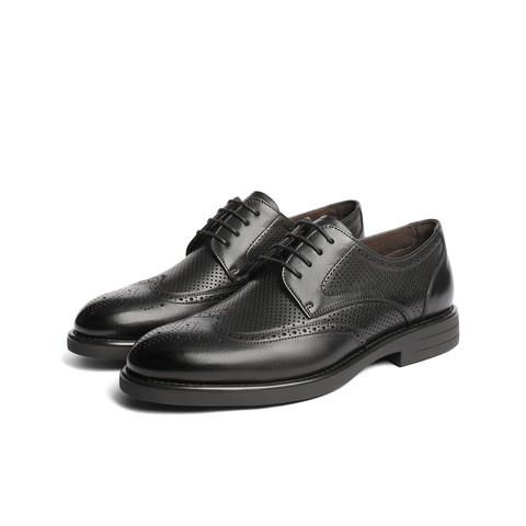 百丽布洛克雕花商务鞋男2025新款春牛皮打孔透气正装皮鞋7TN01AM5