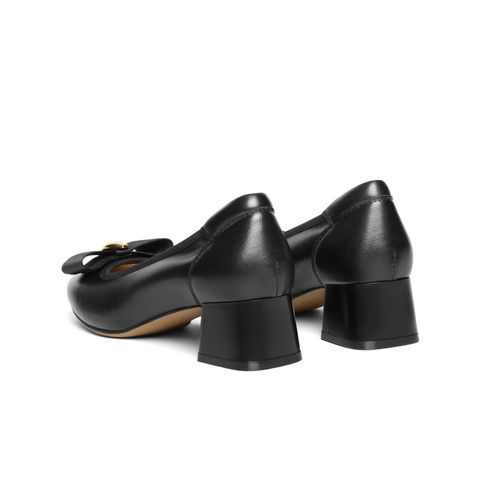 百丽气质优雅单鞋女2025春新商场同款真皮粗跟单鞋D8Q1DAQ5