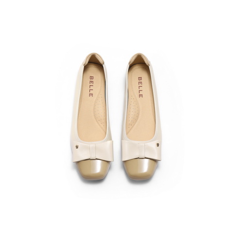 百丽舒适软底平底便鞋女2025春新商场同款真皮通勤单鞋D8G1DAQ5