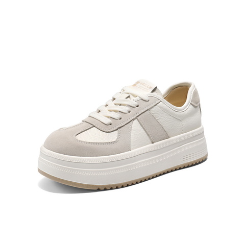 百丽休闲圆头板鞋2025春新增高厚底小白鞋B2529AM5