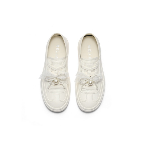 百丽便捷两穿德训鞋女2025秋新商场同款真皮百搭小白鞋D8Y1DCM5