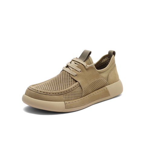 百丽打孔透气户外工装鞋男2025夏季新舒适厚底套脚休闲鞋A2000BM5