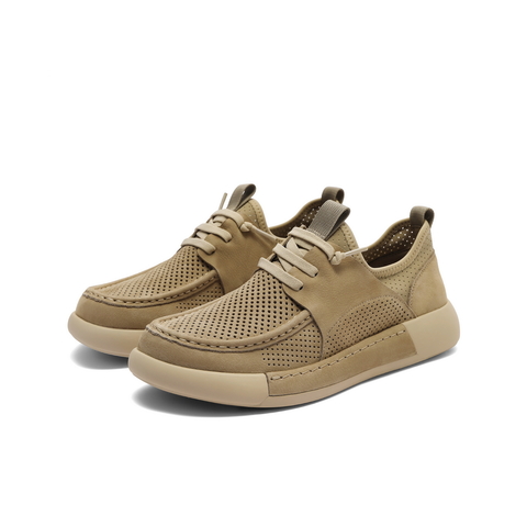 百丽打孔透气户外工装鞋男2025夏季新舒适厚底套脚休闲鞋A2000BM5