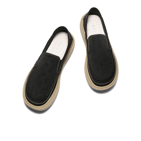 百丽透气布鞋男2025新款夏季商场同款厚底一脚蹬休闲鞋8SW02BM5