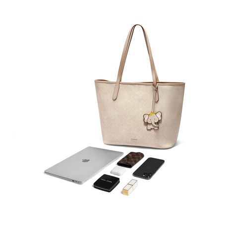 百丽包女25夏商场同款复古老花小飞象单肩手提大号托特包X7375BX5