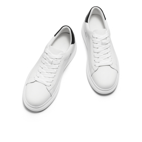 百丽时尚百搭小白鞋男2025新款秋季牛皮革厚底休闲板鞋D5R20CM5