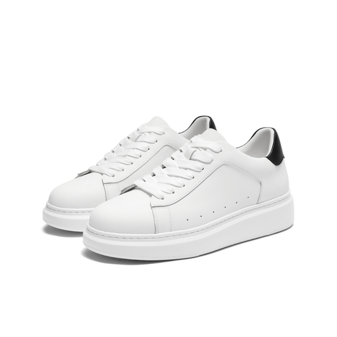 百丽时尚百搭小白鞋男2025新款秋季牛皮革厚底休闲板鞋D5R20CM5