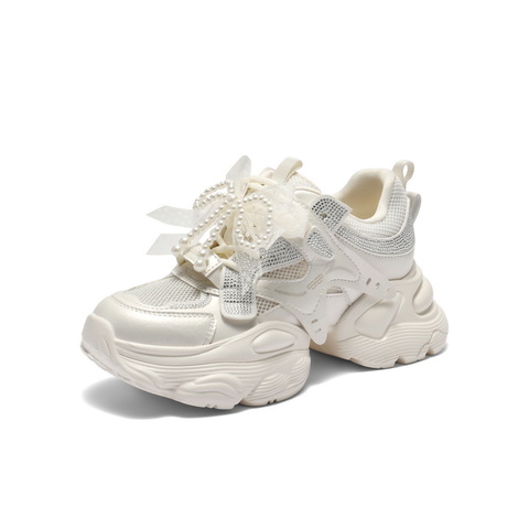 百丽时尚闪钻网老爹鞋女2025夏新厚底增高休闲鞋D9H1DBM5