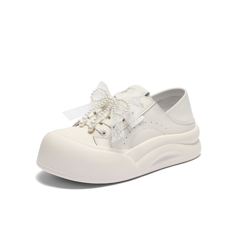 百丽可两穿板鞋女2025秋新可爱蝴蝶结厚底增高休闲鞋B2629CM5