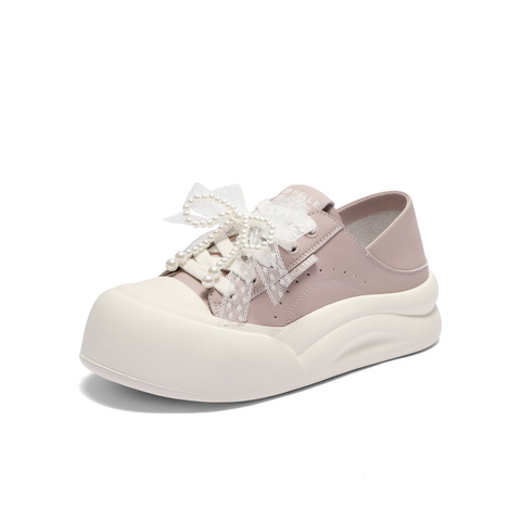 百丽可两穿板鞋女2025秋新可爱蝴蝶结厚底增高休闲鞋B2629CM5