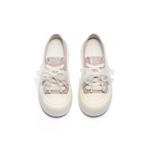 百丽可两穿板鞋女2025秋新可爱蝴蝶结厚底增高休闲鞋B2629CM5