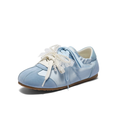 百丽青春蝴蝶结德训鞋女2025春新薄底休闲运动鞋B2636AM5