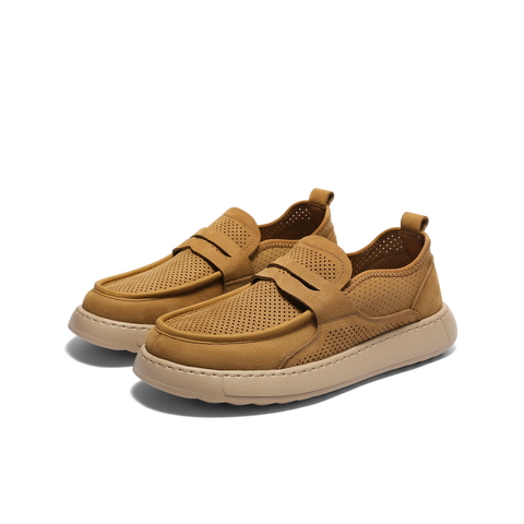 百丽打孔透气休闲鞋男2025新款夏季软底舒适一脚蹬工装鞋A2011BM5