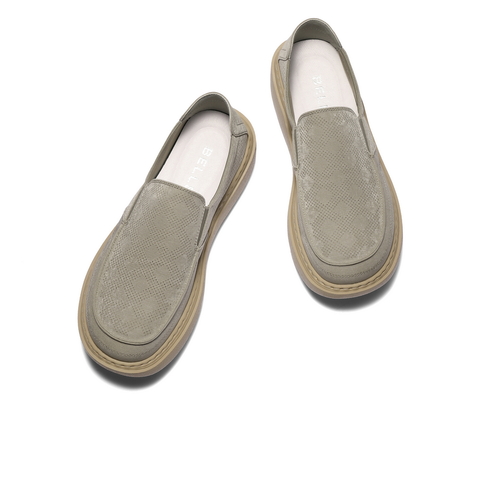 百丽透气布鞋男2025新款夏季商场同款厚底一脚蹬休闲鞋8SW02BM5