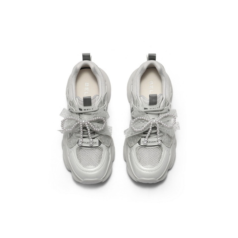 百丽时尚闪钻网老爹鞋女2025夏新厚底增高休闲鞋D9H1DBM5