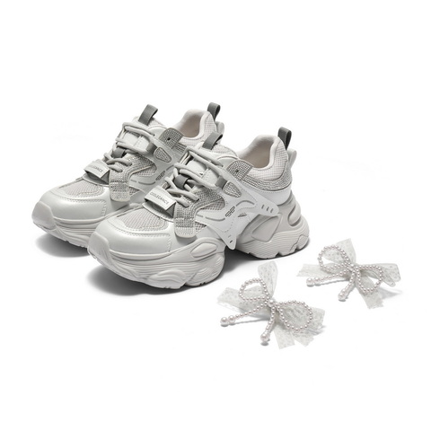 百丽时尚闪钻网老爹鞋女2025夏新厚底增高休闲鞋D9H1DBM5