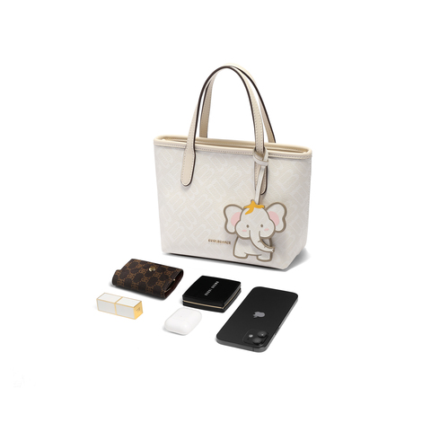 百丽包女25夏商场同款复古老花小飞象斜挎手提小号托特包X7381BX5