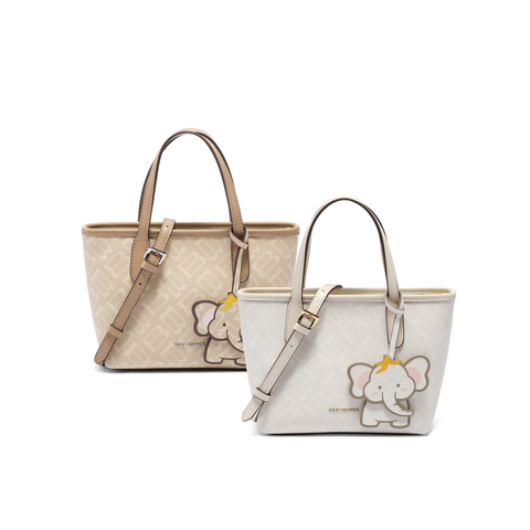 百丽包女25夏商场同款复古老花小飞象斜挎手提小号托特包X7381BX5