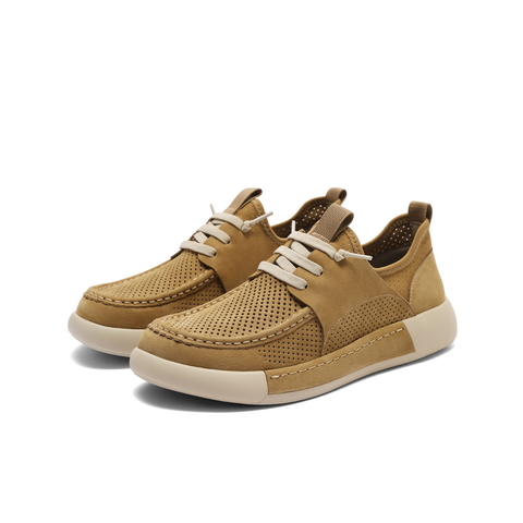 百丽打孔透气户外工装鞋男2025夏季新舒适厚底套脚休闲鞋A2000BM5