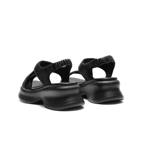 百丽细闪水钻面休闲凉鞋女2025夏新商场同款厚底增高凉鞋E2W1DBL5