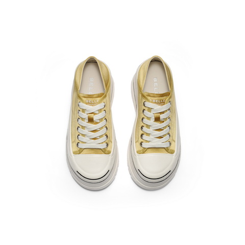 百丽厚底增高帆布鞋女2025秋新便捷一鞋两穿休闲板鞋B2673CM5