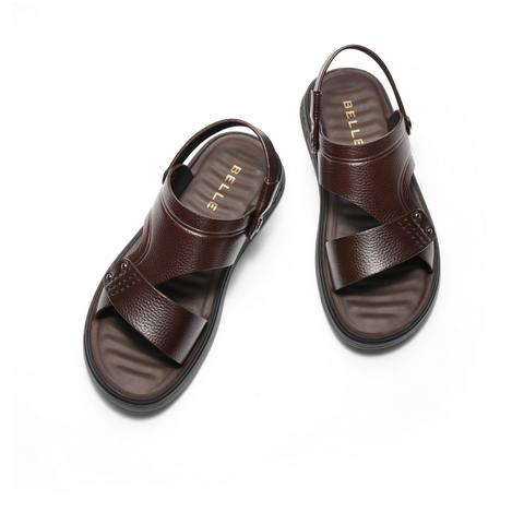 百丽舒适休闲凉鞋男2025新款夏季商场同款牛皮革凉拖两穿8UQ01BL5