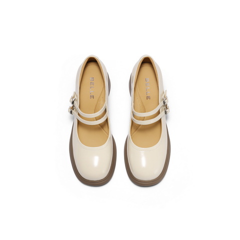 百丽复古双条带玛丽珍鞋女2025秋新商场同款真皮高跟单鞋3A616CQ5