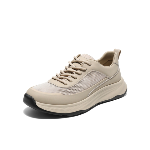 百丽网面透气健步鞋男2024夏季轻盈厚底增高休闲运动鞋A1916BM4