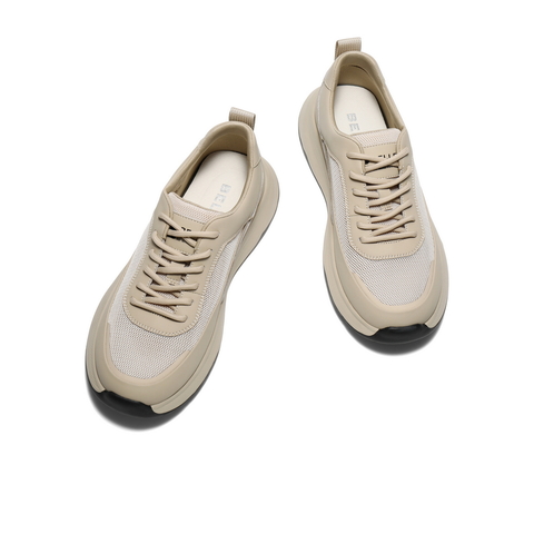 百丽网面透气健步鞋男2024夏季轻盈厚底增高休闲运动鞋A1916BM4