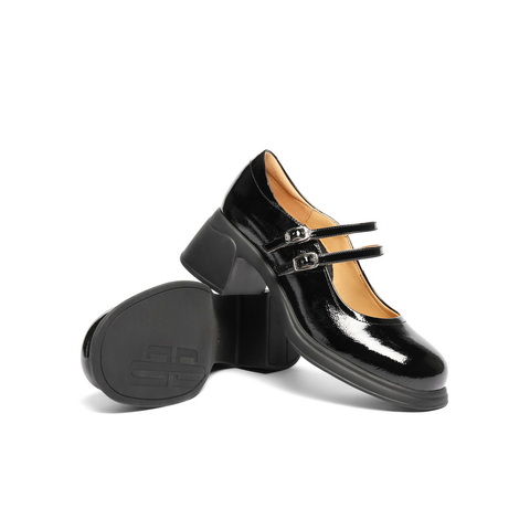 百丽复古双条带玛丽珍鞋女2025秋新商场同款真皮高跟单鞋3A616CQ5