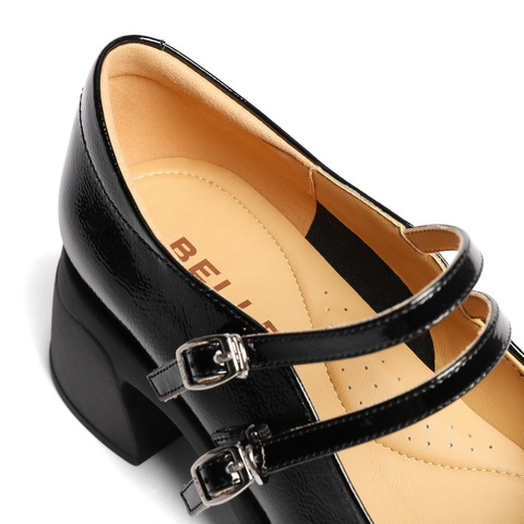 百丽复古双条带玛丽珍鞋女2025秋新商场同款真皮高跟单鞋3A616CQ5