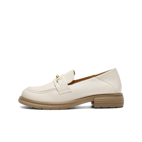 百丽英伦风乐福鞋女2025秋新商场同款真皮舒适便士乐福E1N1DCA5