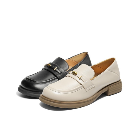 百丽英伦风乐福鞋女2025秋新商场同款真皮舒适便士乐福E1N1DCA5