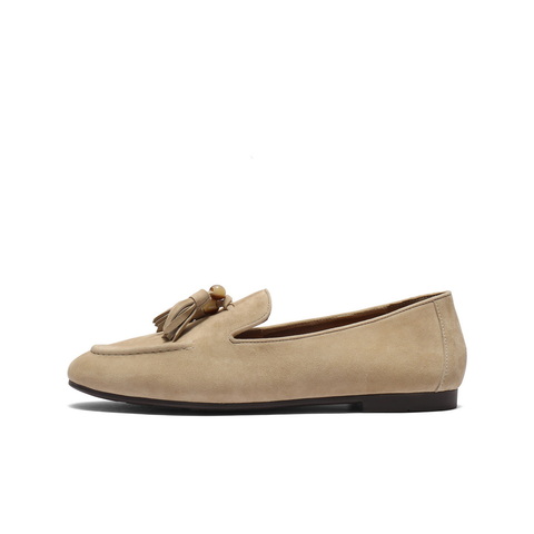 百丽复古绒面乐福鞋女2025秋新商场同款真皮通勤便士乐福3A9C3CA5